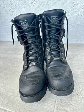 Harley-Davidson Men’s Black Leather Riding Boots Side Zip